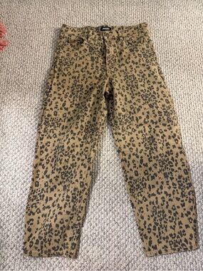 Buffalo David Bitton Leopard-Print Straight Leg Jeans - Tan/Black